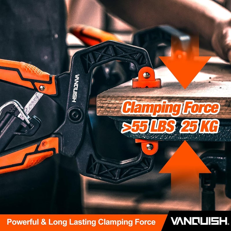Vanquish Quick-Release Ratcheting Hand Clamps with 2-Inch Jaw Opening and 2.5-Inch Throat, 2 Pack - Image 3